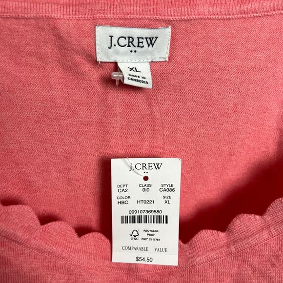 J. Crew NWT Factory Women’s Scalloped Top Shell Coral Size XL - Picture 3 of 5